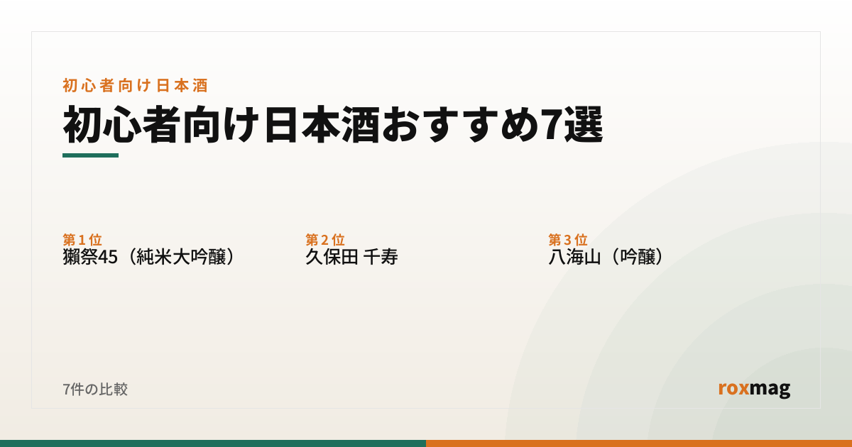 初心者向け日本酒おすすめ7選