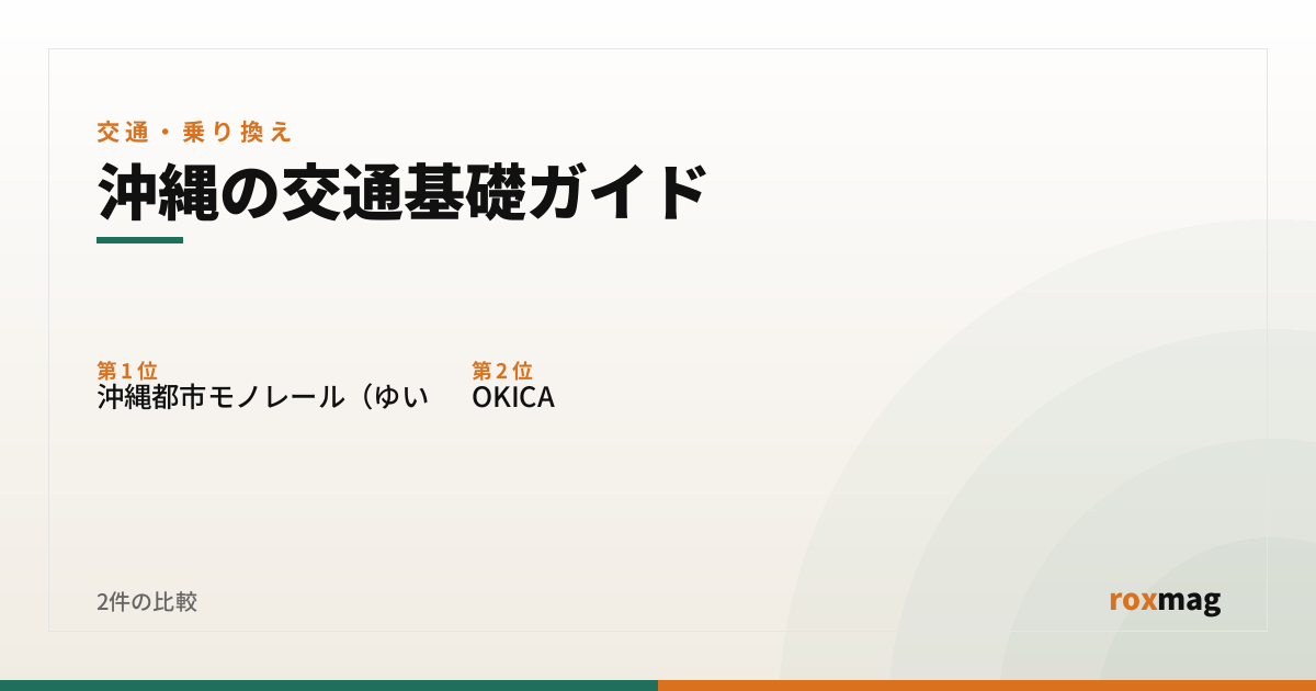 沖縄の交通基礎ガイド
