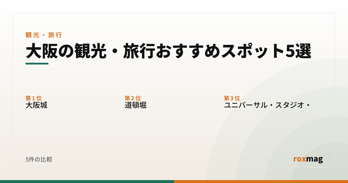 大阪の観光・旅行おすすめスポット5選