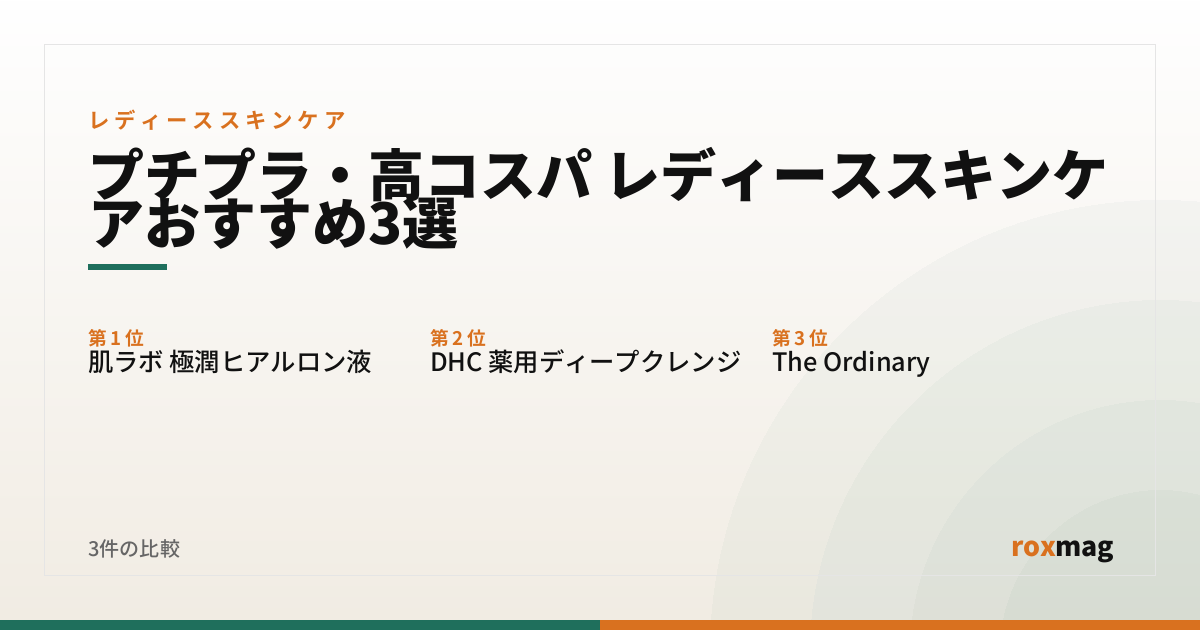 プチプラ・高コスパ レディーススキンケアおすすめ3選