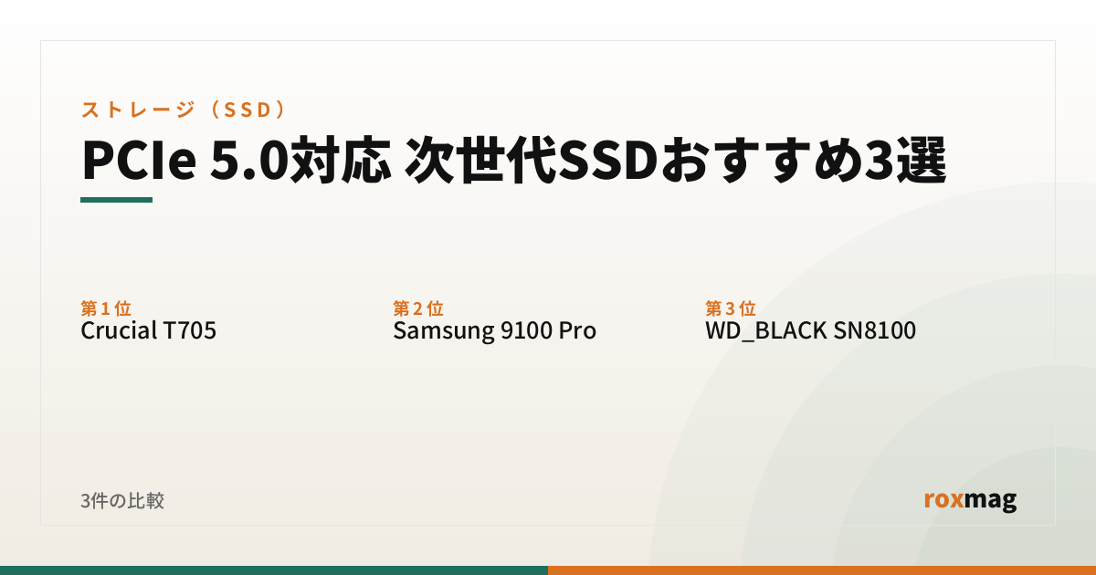 PCIe 5.0対応 次世代SSDおすすめ3選